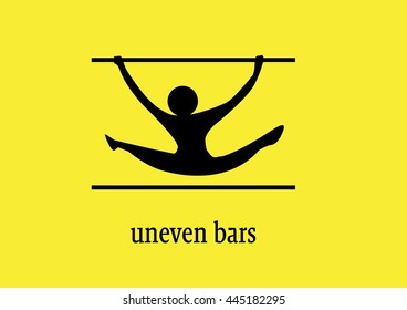 Uneven bars. Isolated Gymnastics web Icon Vector. Woman gymnastics disciplines.