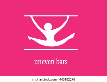 Uneven bars. Isolated Gymnastics web Icon Vector. Woman gymnastics disciplines.