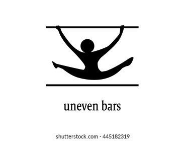 Uneven bars. Isolated Gymnastics web Icon Vector. Woman gymnastics disciplines.