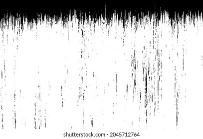 Vector de textura en blanco y negro desigual. Textura superpuesta angustiada. Borde de fondo. Efecto texturado abstracto. Ilustración vectorial. Negro aislado sobre fondo blanco. EPS10.