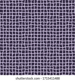 Uneven Checkered Purple Seamless Vector Abstract Pattern. Unisex Surface Print Design. For Fabrics, Stationery And Packaging.