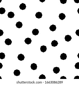Uneven circles. Polka dots ornament. Seamless pattern. Vector illustration for web design or print.