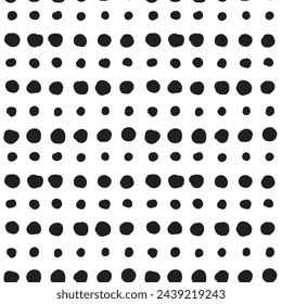 Uneven dots of ink blots on a white background. Vector seamless pattern.