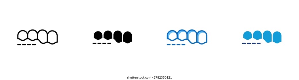Uneven Gumline Multiple Style Icon Design Vector - Teeth with uneven gums representing periodontal imbalance, cosmetic dentistry, and gum contour treatment