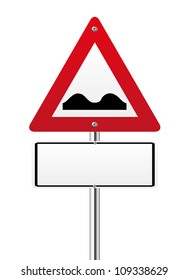 Uneven Road Sign on white