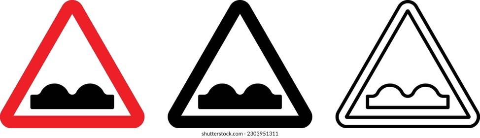 uneven road sign set . bumpy road sign vector