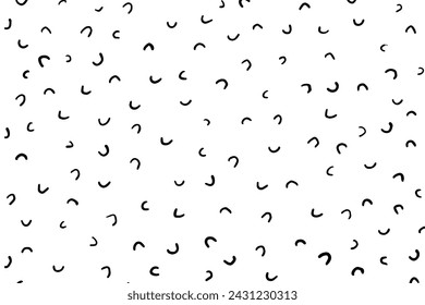 Uneven specks, sparse confetti, falling speckle, amid a doodle glaze donut motif. Vector