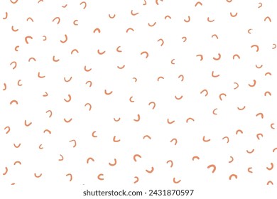 Uneven specks, sparse confetti, falling speckle, amid a doodle glaze donut motif. Vector