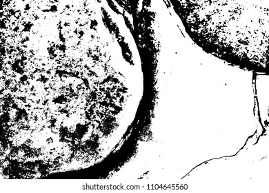 Uneven stone distressed vector texture. Black and white splatter for vintage effect. Old stone grunge overlay. Rustic stone relief. Aged and worn texture. Monochrome grit layer. Rough stone surface