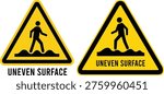 Uneven surface warning signs vector