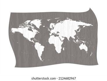 hoja de papel con textura desigual con ilustración de vector de mapa mundial