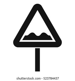Uneven triangular road sign icon. Simple illustration of uneven triangular road sign vector icon for web