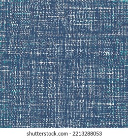 Unevenly woven cloth, with coarse thread, found in the countryside. Blue rough fabric background. Vector seamless.