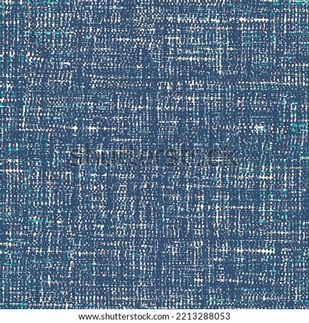 Unevenly woven cloth, with coarse thread, found in the countryside. Blue rough fabric background. Vector seamless.