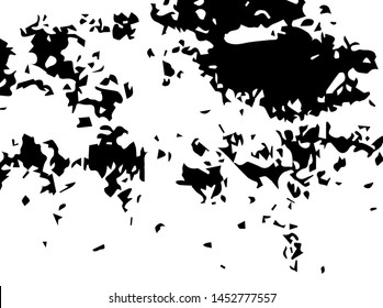 Unevenness texture. Grunge overlay layer. Distress background. Grungy stained template. Monochrome surface with dirty pattern in cracks, scratch, dots.  Old wall pattern