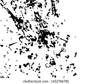 Unevenness texture. Grunge overlay layer. Distress background. Grungy stained template. Monochrome surface with dirty pattern in cracks, scratch, dots.  Old wall pattern
