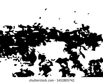 Unevenness texture. Grunge overlay layer. Distress background. Grungy stained template. Monochrome surface with dirty pattern in cracks, scratch, dots.  Old wall pattern