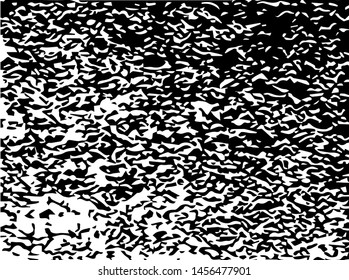 Unevenness texture. Grunge overlay layer. Distress background. Grungy stained template. Monochrome surface with dirty pattern in cracks, scratch, dots.  Old wall pattern
