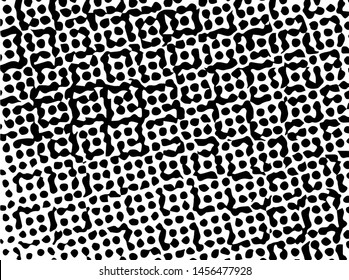 Unevenness texture. Grunge overlay layer. Distress background. Grungy stained template. Monochrome surface with dirty pattern in cracks, scratch, dots.  Old wall pattern
