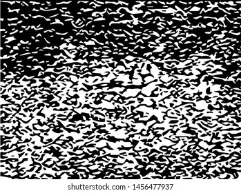 Unevenness texture. Grunge overlay layer. Distress background. Grungy stained template. Monochrome surface with dirty pattern in cracks, scratch, dots.  Old wall pattern
