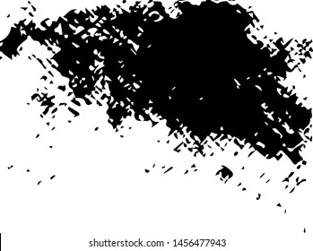 Unevenness texture. Grunge overlay layer. Distress background. Grungy stained template. Monochrome surface with dirty pattern in cracks, scratch, dots.  Old wall pattern
