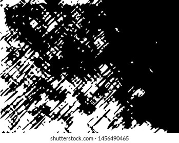 Unevenness texture. Grunge overlay layer. Distress background. Grungy stained template. Monochrome surface with dirty pattern in cracks, scratch, dots.  Old wall pattern