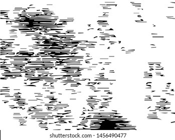 Unevenness texture. Grunge overlay layer. Distress background. Grungy stained template. Monochrome surface with dirty pattern in cracks, scratch, dots.  Old wall pattern