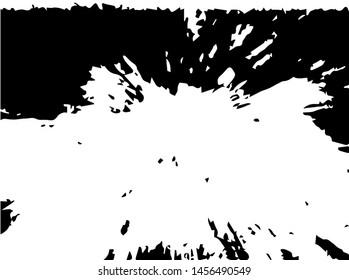 Unevenness texture. Grunge overlay layer. Distress background. Grungy stained template. Monochrome surface with dirty pattern in cracks, scratch, dots.  Old wall pattern