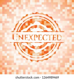 Unexpected abstract emblem, orange mosaic background