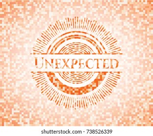 Unexpected abstract orange mosaic emblem with background