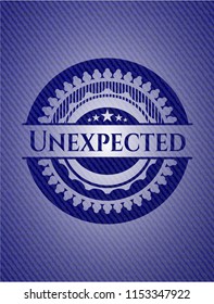 Unexpected badge with denim background
