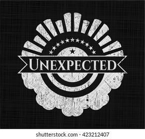 Unexpected chalk emblem, retro style, chalk or chalkboard texture