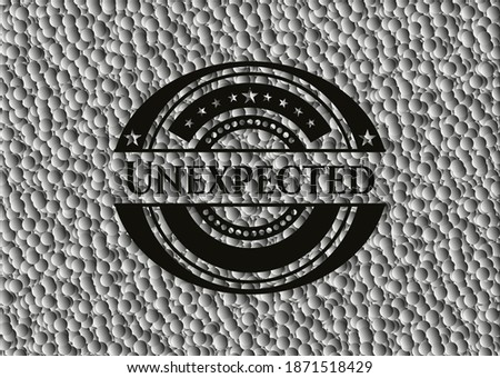 Unexpected dark emblem with grey bubbles background. Retro. Vector Illustration. Detailed. 