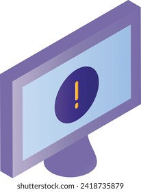 unexpected error sign while browsing isometric Concept, Exclamation mark computer led screen vector icon design, Malware issue display illustration Cloud computing and Internet hosting services Symbol