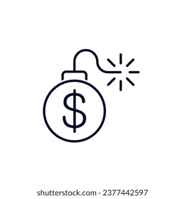 Unexpected expenses. Vector linear icon isolated on white background.