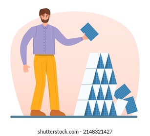 Unexpected Failure Or Accident. Unforeseen Problem That Impact People's Life And Business. Collapse Or Accident Metaphor. Flat Vector Illustration