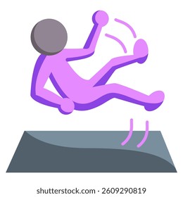 Unexpected Failure icon represented by person slips Flat style.