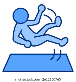 Unexpected Failure icon represented by person slips Blue style.