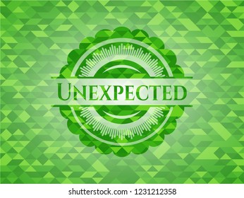 Unexpected green emblem. Mosaic background