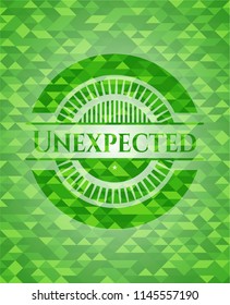 Unexpected green emblem with triangle mosaic background