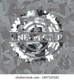 Unexpected grey camouflaged emblem. Vector Illustration.
