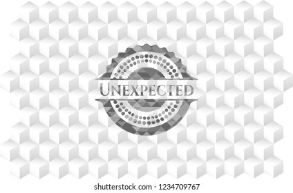 Unexpected grey emblem. Vintage with geometric cube white background