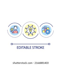 Unexpected Ideas And Opportunities Loop Concept Icon. Business Transformation. Digital First Reality Abstract Idea Thin Line Illustration. Isolated Outline Drawing. Editable Stroke. Arial Font Used