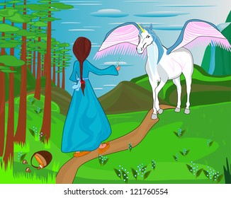Unexpected meeting of the girl and the unicorn