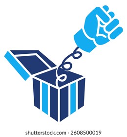 Unexpected Outcome icon represented by gift box containing punch Dualtone style.