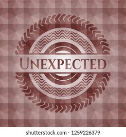 Unexpected red badge with geometric background. Seamless.