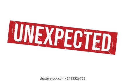 Unexpected Red rubber stamp on white background. Unexpected stamp sign. Unexpected stamp.