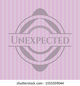 Unexpected retro style pink emblem. Vector Illustration. Detailed.