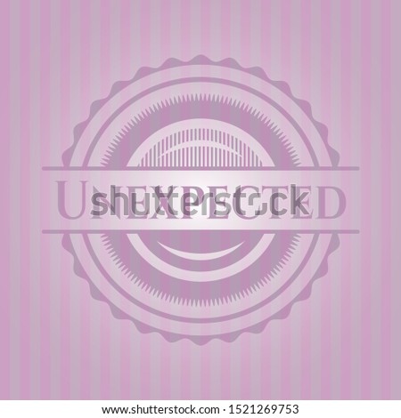 Unexpected retro style pink emblem. Vector Illustration. Detailed.