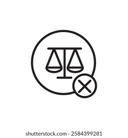 Unfair icon black and white vector outline sign
